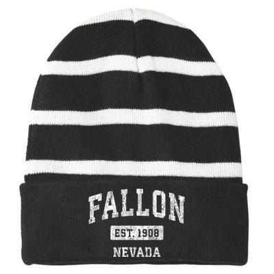 Fallon Nevada Nv Vintage Sports Striped Beanie with Solid Band