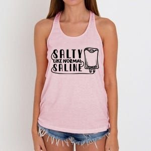 Funny Nurse Nursing Salty Like Normal Saline Therapist Gift Women's Knotted Racerback Tank