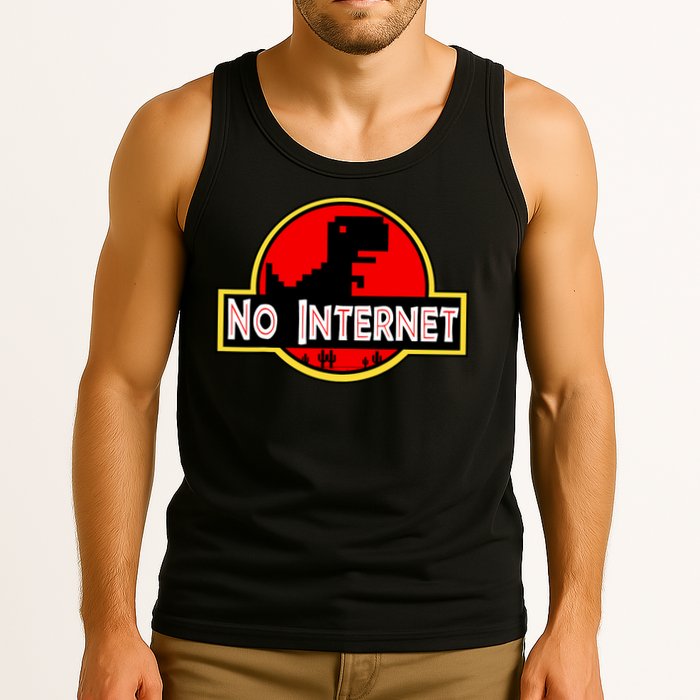 Funny Nerdy No Internet Dinosaur Computer Science Teacher Tank Top