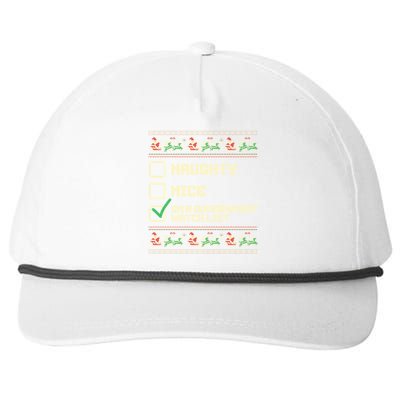 Funny Naughty Nice On A Governt Watch List Christmas Xmas Funny Gift Snapback Five-Panel Rope Hat