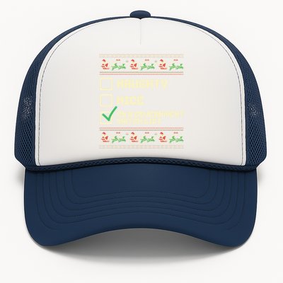 Funny Naughty Nice On A Governt Watch List Christmas Xmas Funny Gift Trucker Hat