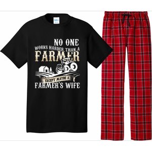 Funny No One Works Harder Than A Farmer Wife Tractor Farm Pajama Set