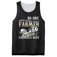 Funny No One Works Harder Than A Farmer Wife Tractor Farm Mesh Reversible Basketball Jersey Tank