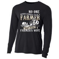 Funny No One Works Harder Than A Farmer Wife Tractor Farm Cooling Performance Long Sleeve Crew