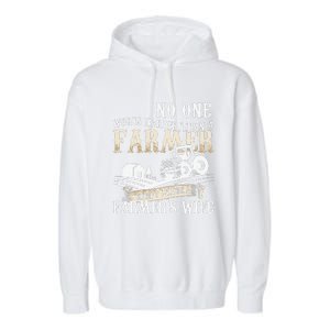 Funny No One Works Harder Than A Farmer Wife Tractor Farm Garment-Dyed Fleece Hoodie