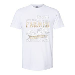 Funny No One Works Harder Than A Farmer Wife Tractor Farm Softstyle CVC T-Shirt