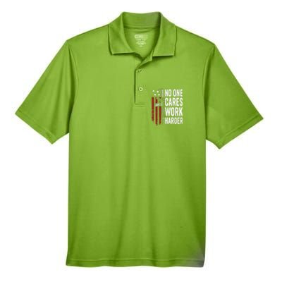 Funny No One Cares Work Harder Meme Nobody Cares Work Harder Motivation Shirt Men's Origin Performance Piqué Polo