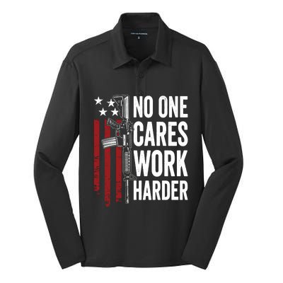 Funny No One Cares Work Harder Meme Nobody Cares Work Harder Motivation Shirt Silk Touch Performance Long Sleeve Polo