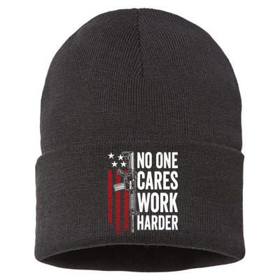 Funny No One Cares Work Harder Meme Nobody Cares Work Harder Motivation Shirt Sustainable Knit Beanie