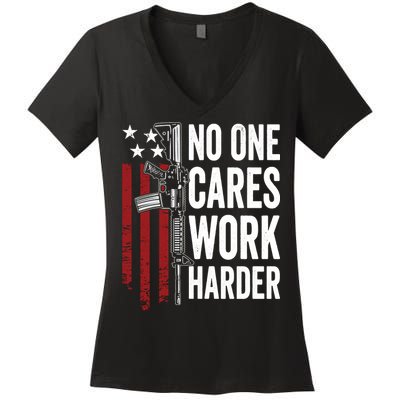 Funny No One Cares Work Harder Meme Nobody Cares Work Harder Motivation Shirt Women's V-Neck T-Shirt