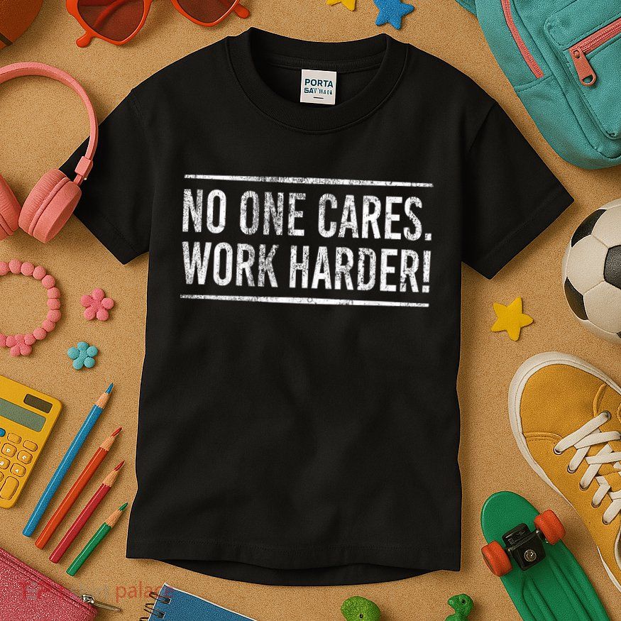 Funny No One Cares Work Harder Meme Nobody Cares Work Harder Motivation Shirt Kids T-Shirt
