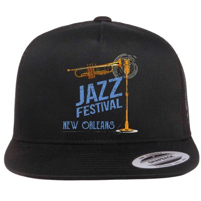 Funny New Orleans Festival Of Jazz Music Louisiana Gifts Flatbill Hat