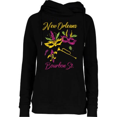 French New Orleans Mardi Gras Souvenir Bourbon Street Womens Funnel Neck Pullover Hood