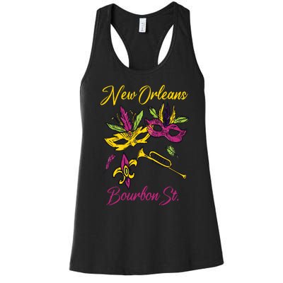 French New Orleans Mardi Gras Souvenir Bourbon Street Women's Racerback Tank