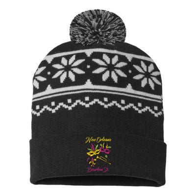 French New Orleans Mardi Gras Souvenir Bourbon Street USA-Made Snowflake Beanie