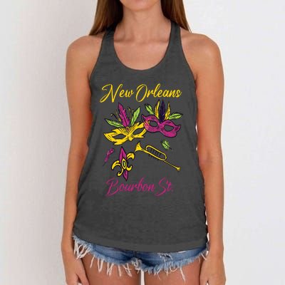 French New Orleans Mardi Gras Souvenir Bourbon Street Women's Knotted Racerback Tank