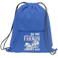 Funny No One Works Harder Than A Farmer Wife Tractor Farm Gift Sweatshirt Cinch Pack Bag