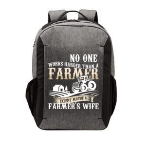 Funny No One Works Harder Than A Farmer Wife Tractor Farm Gift Vector Backpack