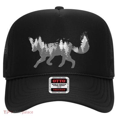 Fox Nature Outdoor Hiking Camping Hunting Gift High Crown Mesh Back Trucker Hat
