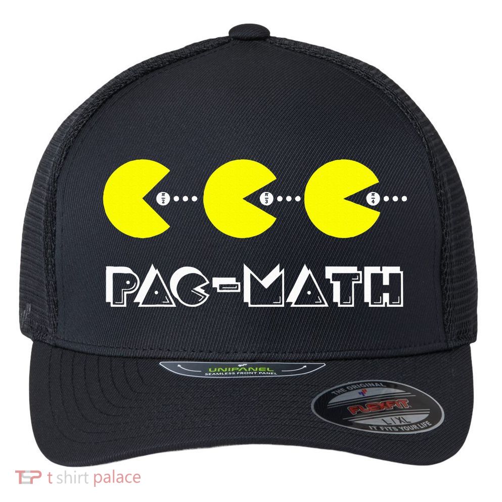 Funny Nerdy Pac Math Nom Retro Game Precalculus Math Teacher Flexfit Unipanel Trucker Cap