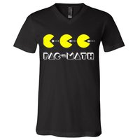 Funny Nerdy Pac Math Nom Retro Game Precalculus Math Teacher V-Neck T-Shirt