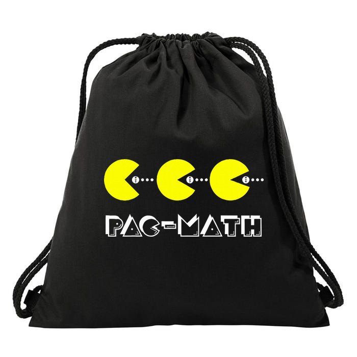 Funny Nerdy Pac Math Nom Retro Game Precalculus Math Teacher Drawstring Bag