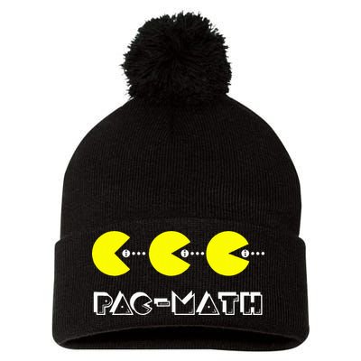 Funny Nerdy Pac Math Nom Retro Game Precalculus Math Teacher Pom Pom 12in Knit Beanie