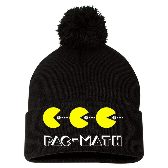 Funny Nerdy Pac Math Nom Retro Game Precalculus Math Teacher Pom Pom 12in Knit Beanie