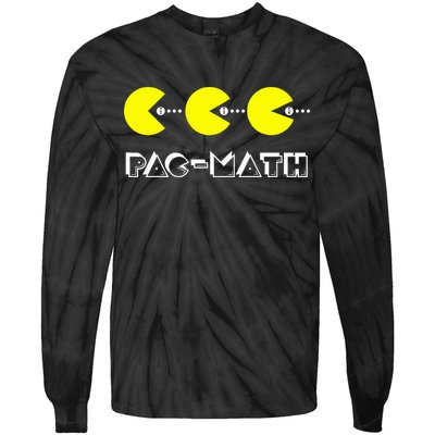 Funny Nerdy Pac Math Nom Retro Game Precalculus Math Teacher Tie-Dye Long Sleeve Shirt
