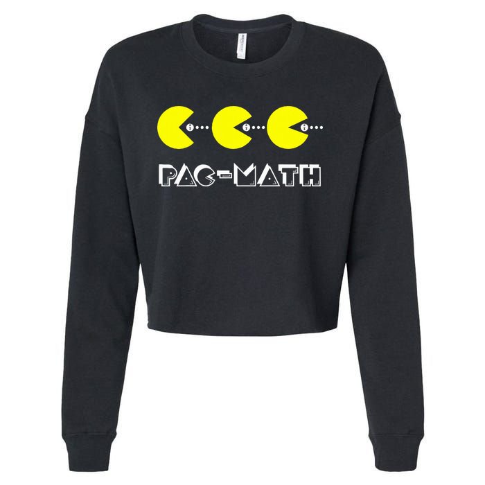 Funny Nerdy Pac Math Nom Retro Game Precalculus Math Teacher Cropped Pullover Crew