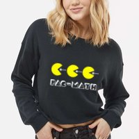 Funny Nerdy Pac Math Nom Retro Game Precalculus Math Teacher Cropped Pullover Crew