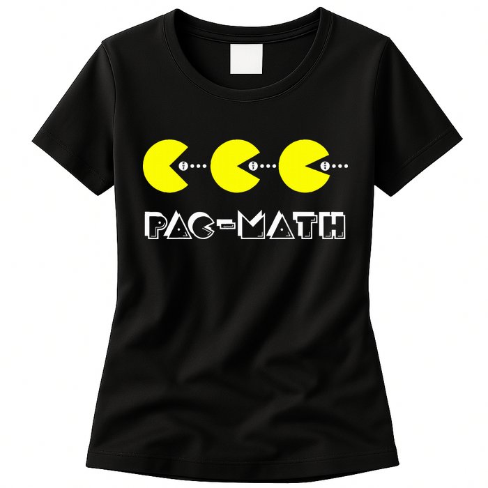Funny Nerdy Pac Math Nom Retro Game Precalculus Math Teacher Womens T-Shirt