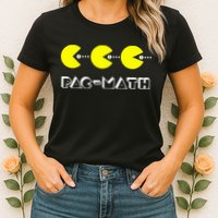 Funny Nerdy Pac Math Nom Retro Game Precalculus Math Teacher Womens T-Shirt