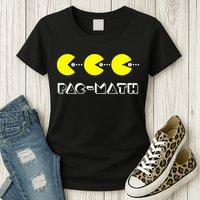 Funny Nerdy Pac Math Nom Retro Game Precalculus Math Teacher Womens T-Shirt