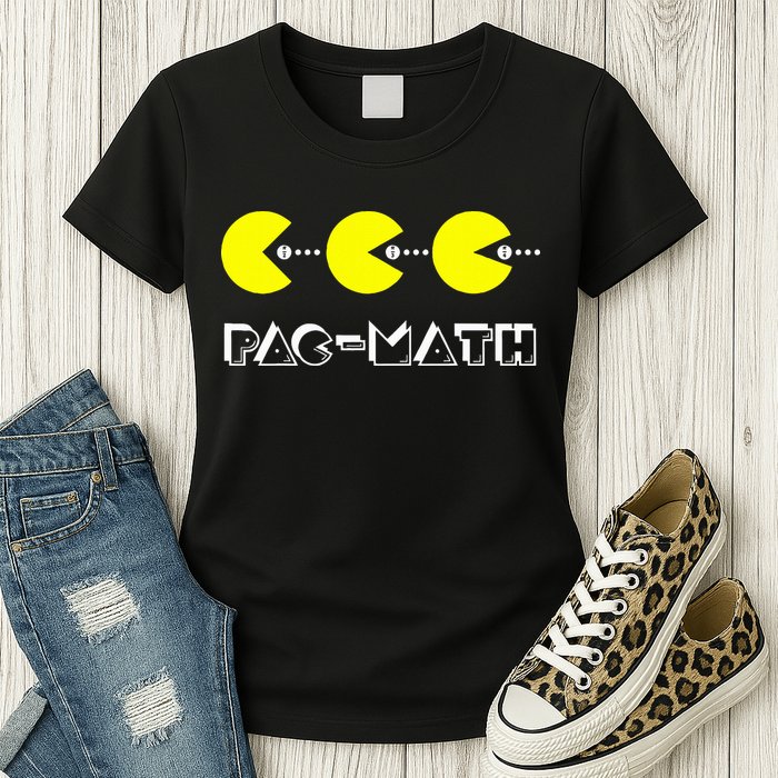 Funny Nerdy Pac Math Nom Retro Game Precalculus Math Teacher Womens T-Shirt