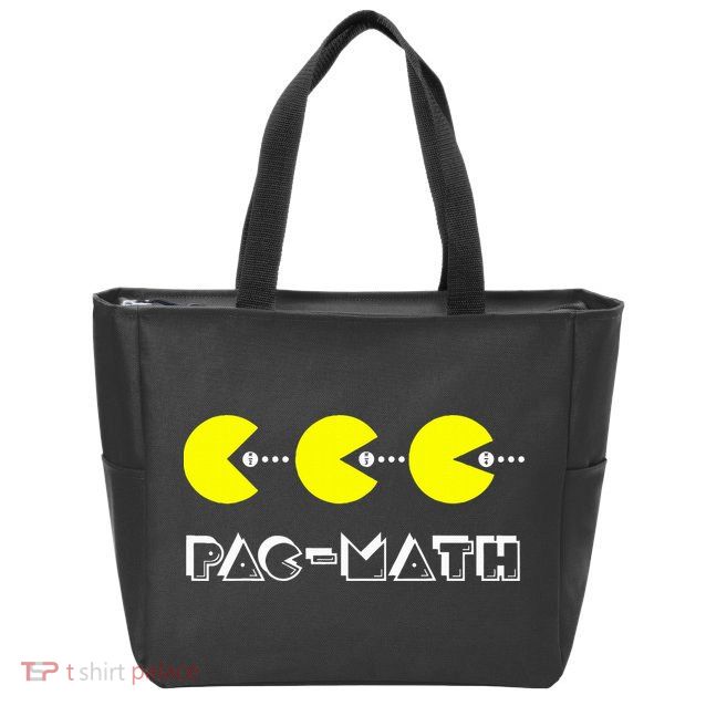 Funny Nerdy Pac Math Nom Retro Game Precalculus Math Teacher Zip Tote Bag