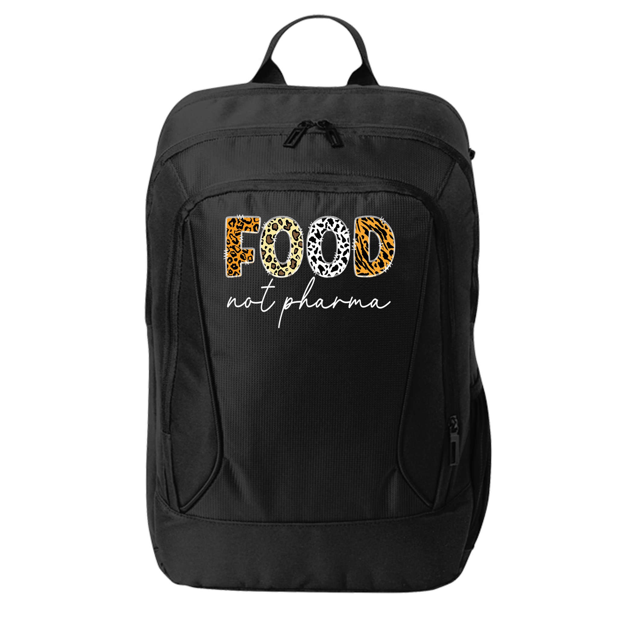 Food Not Pharma - Natural Organic Nutrition Health Wellness City Backpack