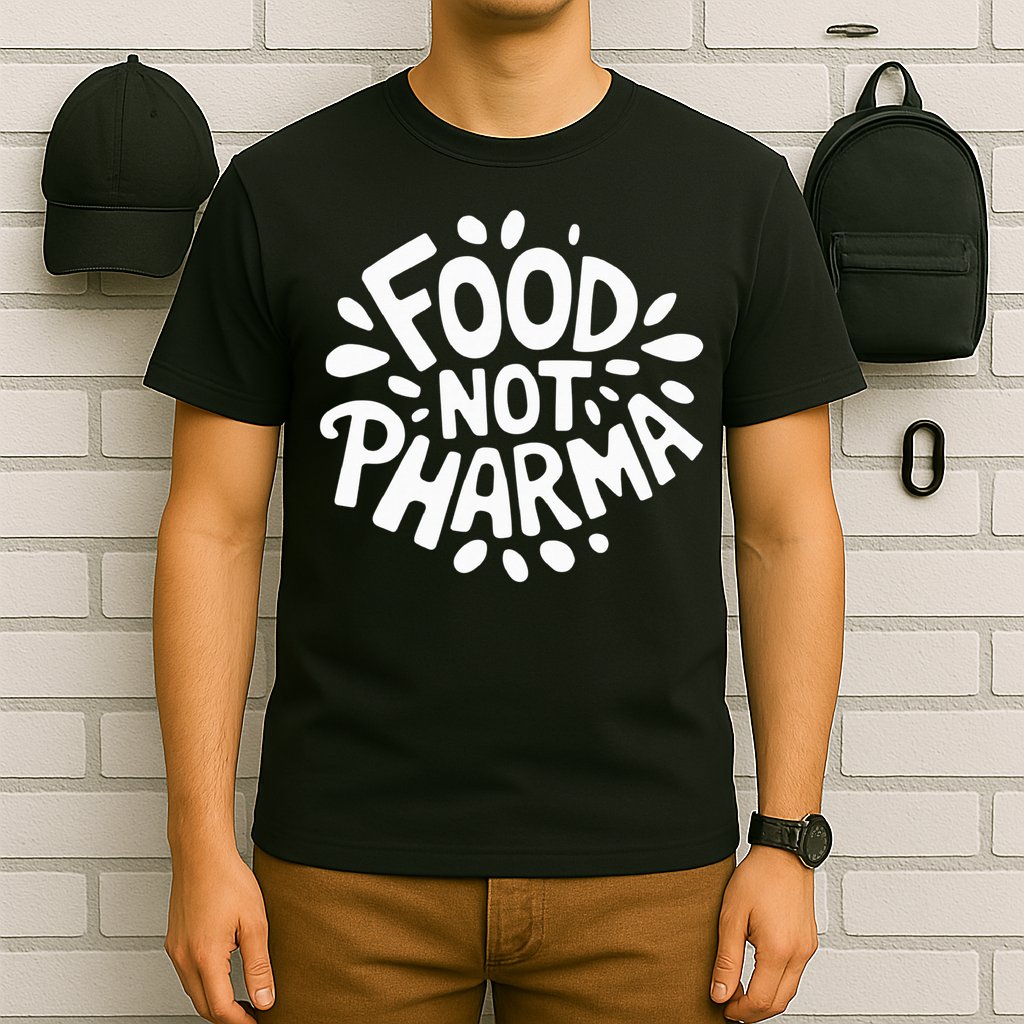 Food Not Pharma Natural Organic Nutrition T-Shirt