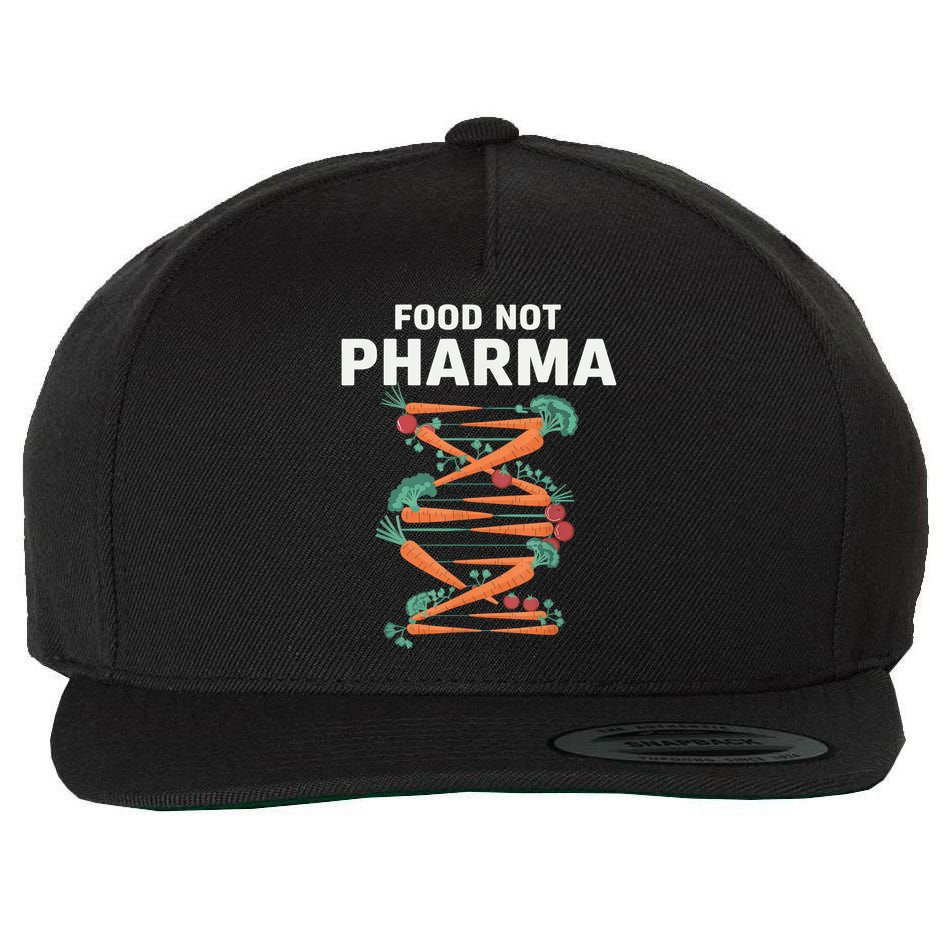 Food Not Pharma Natural Organic Nutrition Wool Snapback Cap