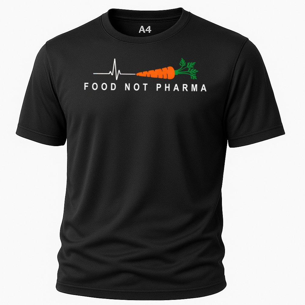 Food Not Pharma Natural Organic Nutrition Cooling Performance Crew T-Shirt