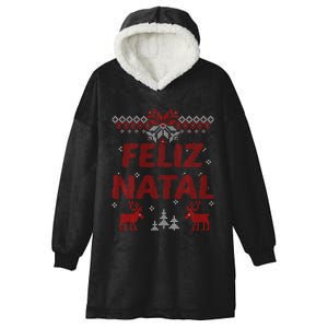 Feliz Natal Portuguese Merry Christmas Gift Idea Hooded Wearable Blanket