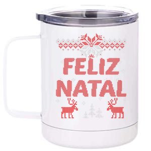 Feliz Natal Portuguese Merry Christmas Gift Idea 12 oz Stainless Steel Tumbler Cup