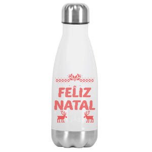 Feliz Natal Portuguese Merry Christmas Gift Idea Stainless Steel Insulated Water Bottle