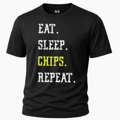 Funny National Potato Day Eat Sleep Chips Repeat Cooling Performance Crew T-Shirt