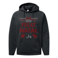 Feliz Natal Portuguese Merry Christmas Gift Idea Performance Fleece Hoodie