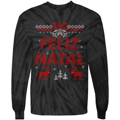 Feliz Natal Portuguese Merry Christmas Gift Idea Tie-Dye Long Sleeve Shirt