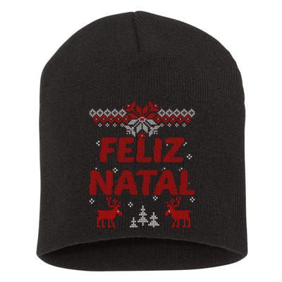 Feliz Natal Portuguese Merry Christmas Gift Idea Short Acrylic Beanie