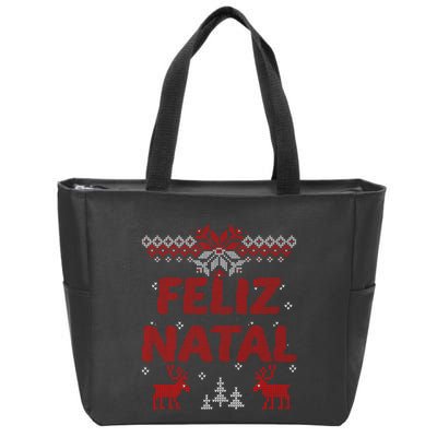 Feliz Natal Portuguese Merry Christmas Gift Idea Zip Tote Bag