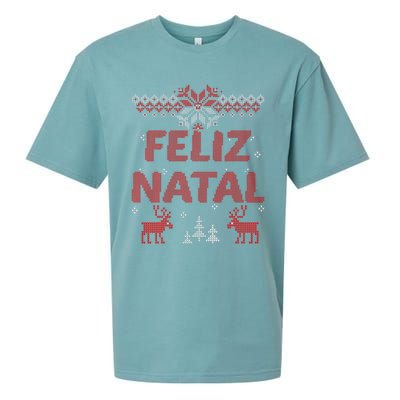 Feliz Natal Portuguese Merry Christmas Gift Idea Sueded Cloud Jersey T-Shirt