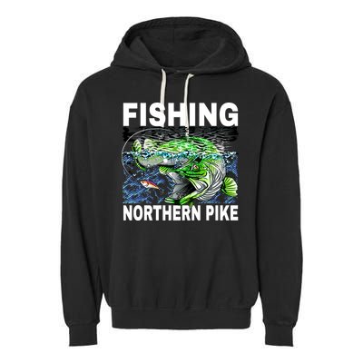 Fishing Northern Pike Garment-Dyed Fleece Hoodie